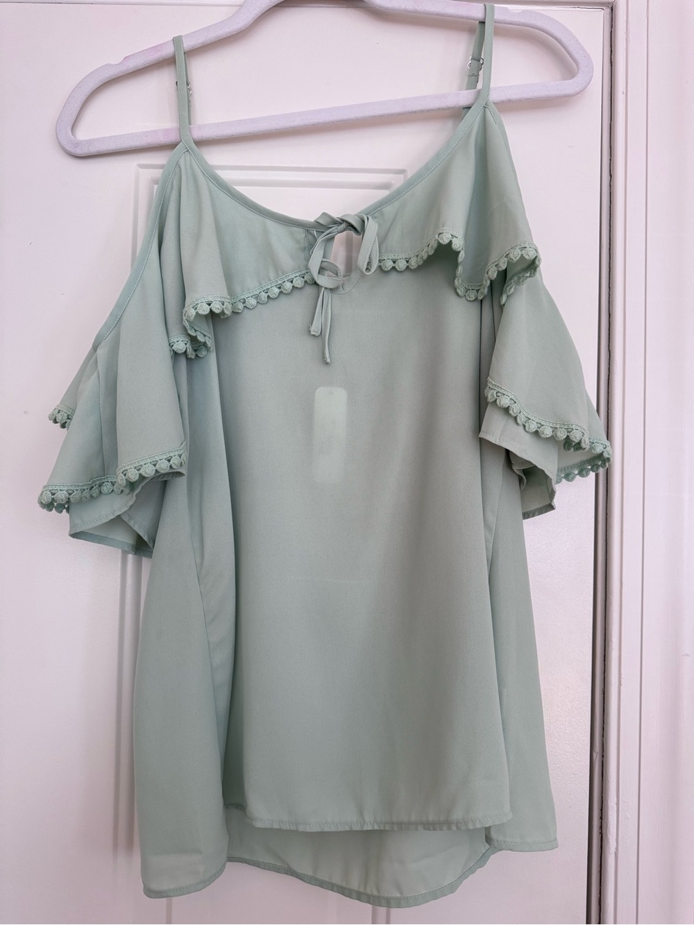Charming Charlie Mint Cold-Shoulder Ruffle Camisole